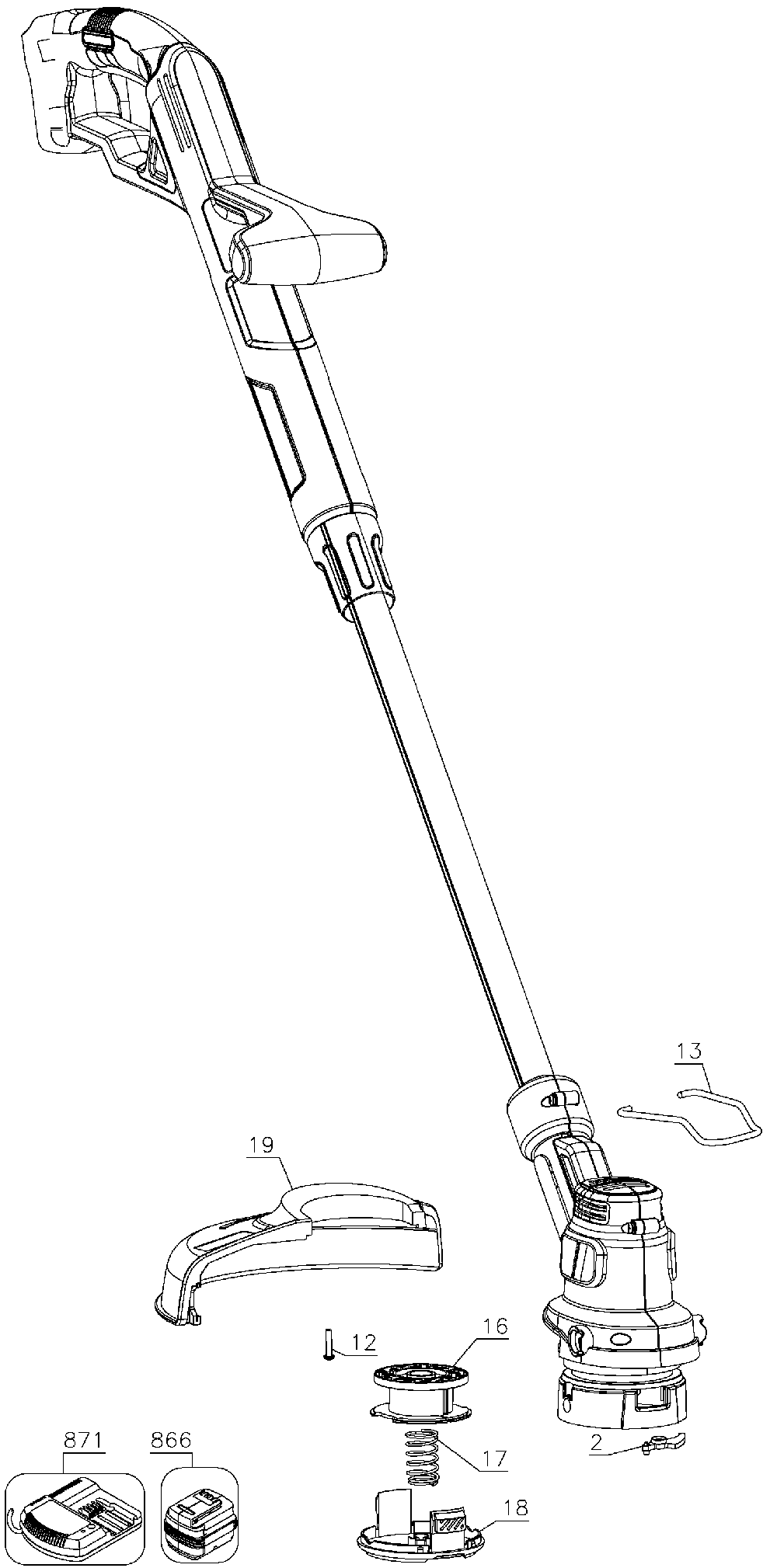 Exploded Diagram A Diagram and Parts List for LST201 Type 3 Black and Decker Trimmer